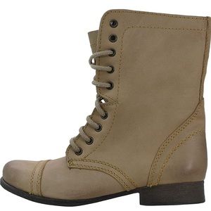 NEW Steve Madden Troopa Combat Leather Boots - Stone Grey - 8.5